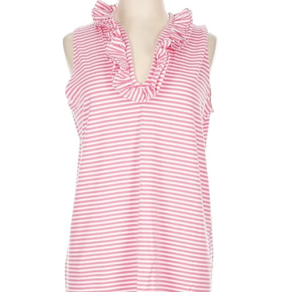 Pink Striped Ruffle Mini Dress - Picture 2 of 7